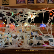Load image into Gallery viewer, Halloween decor spider web, outdoor, indoor, reusable, party